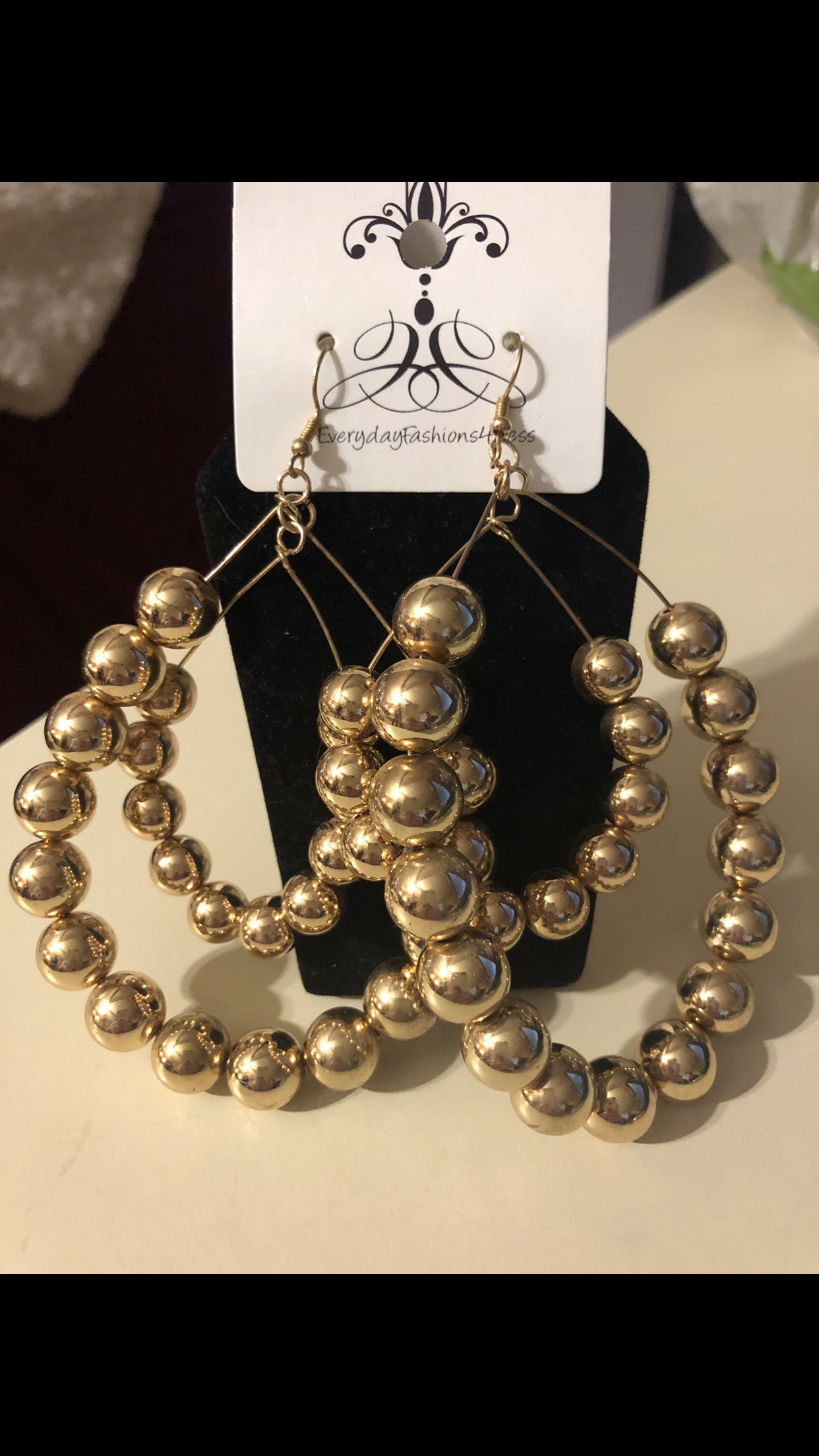 Gold Dual Beaded Drop Earrings