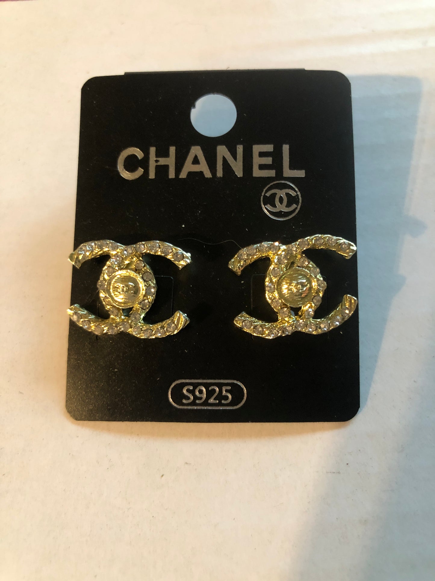 Silver or Gold Stud Earrings with middle logo