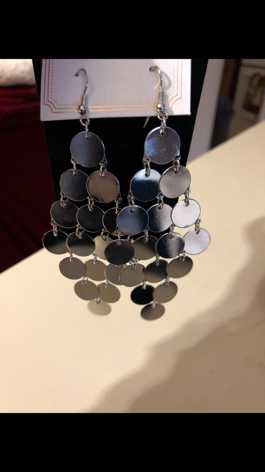 Silver Sequin Dangling Earrings