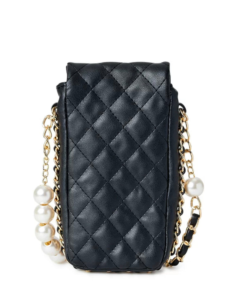 Black Quilted Crossbody Phone Purse