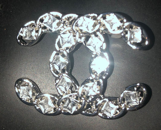 Silver Rhinestone Chain Brooch