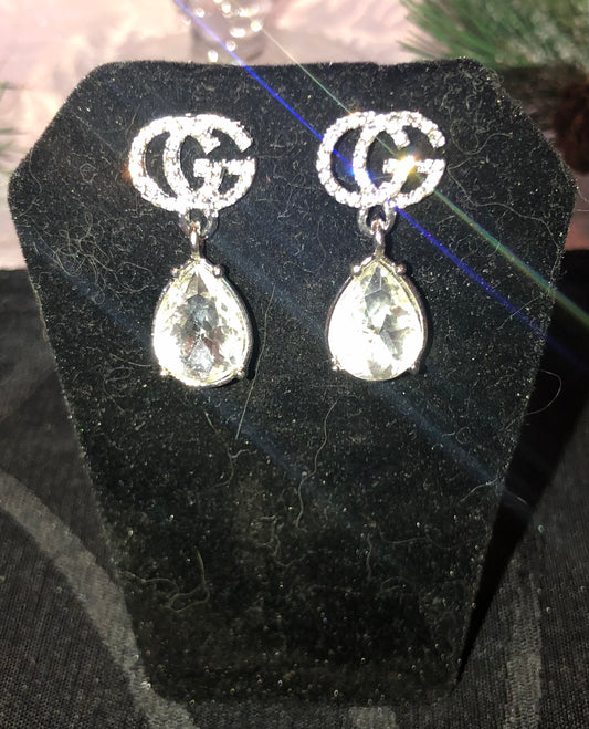 Silver or Gold Rhinestone Drop Earrings