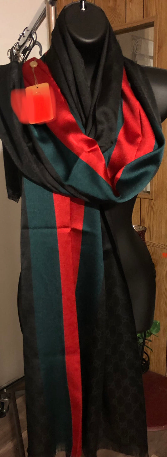 Black green and red shawl / scarf