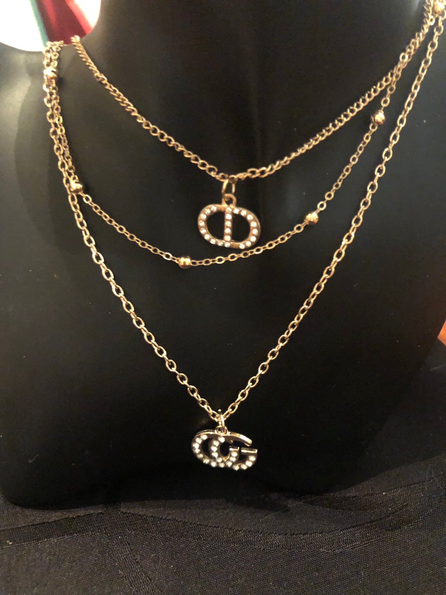 Gold or Silver Double Logo Necklace