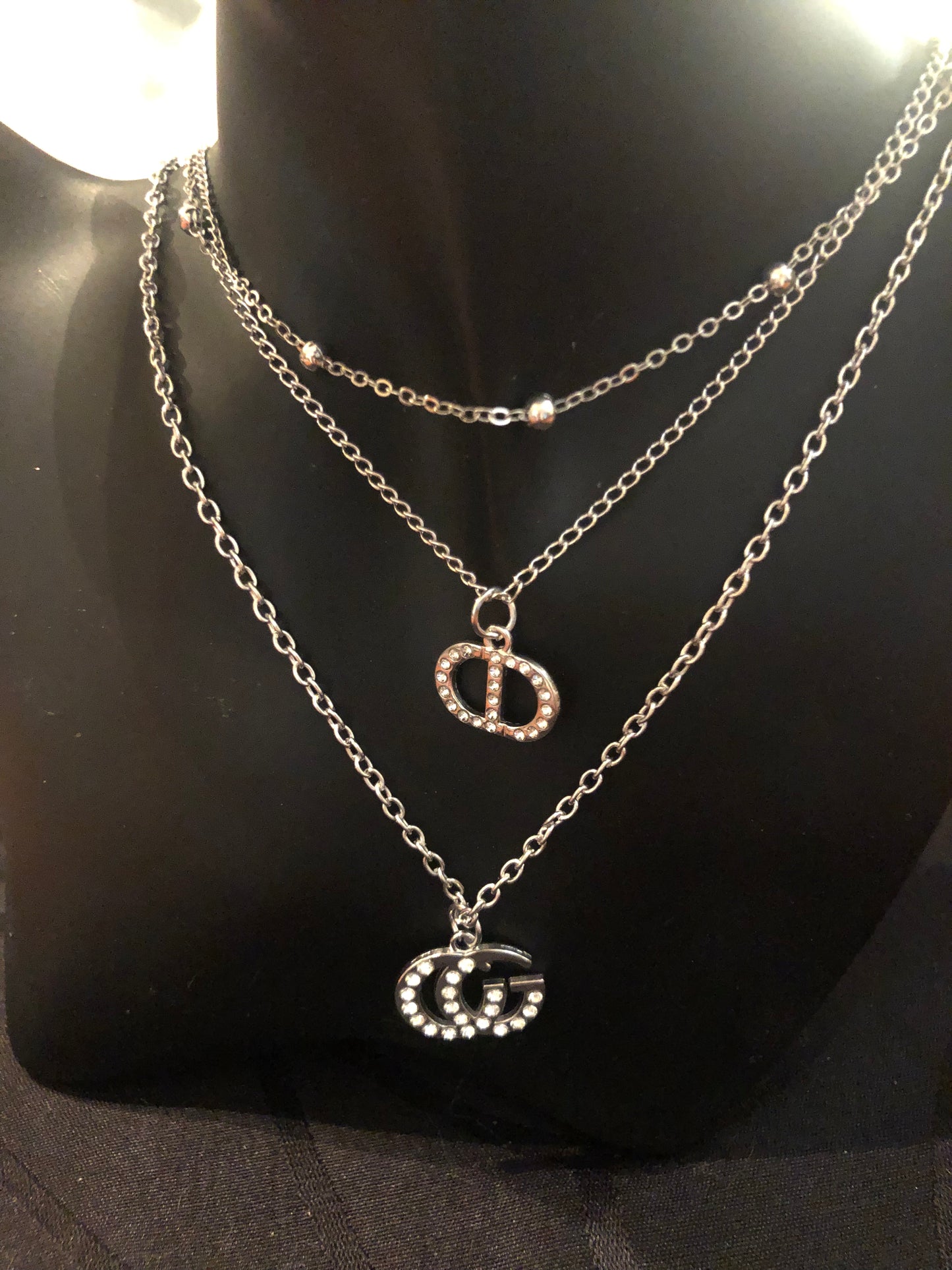 Gold or Silver Double Logo Necklace