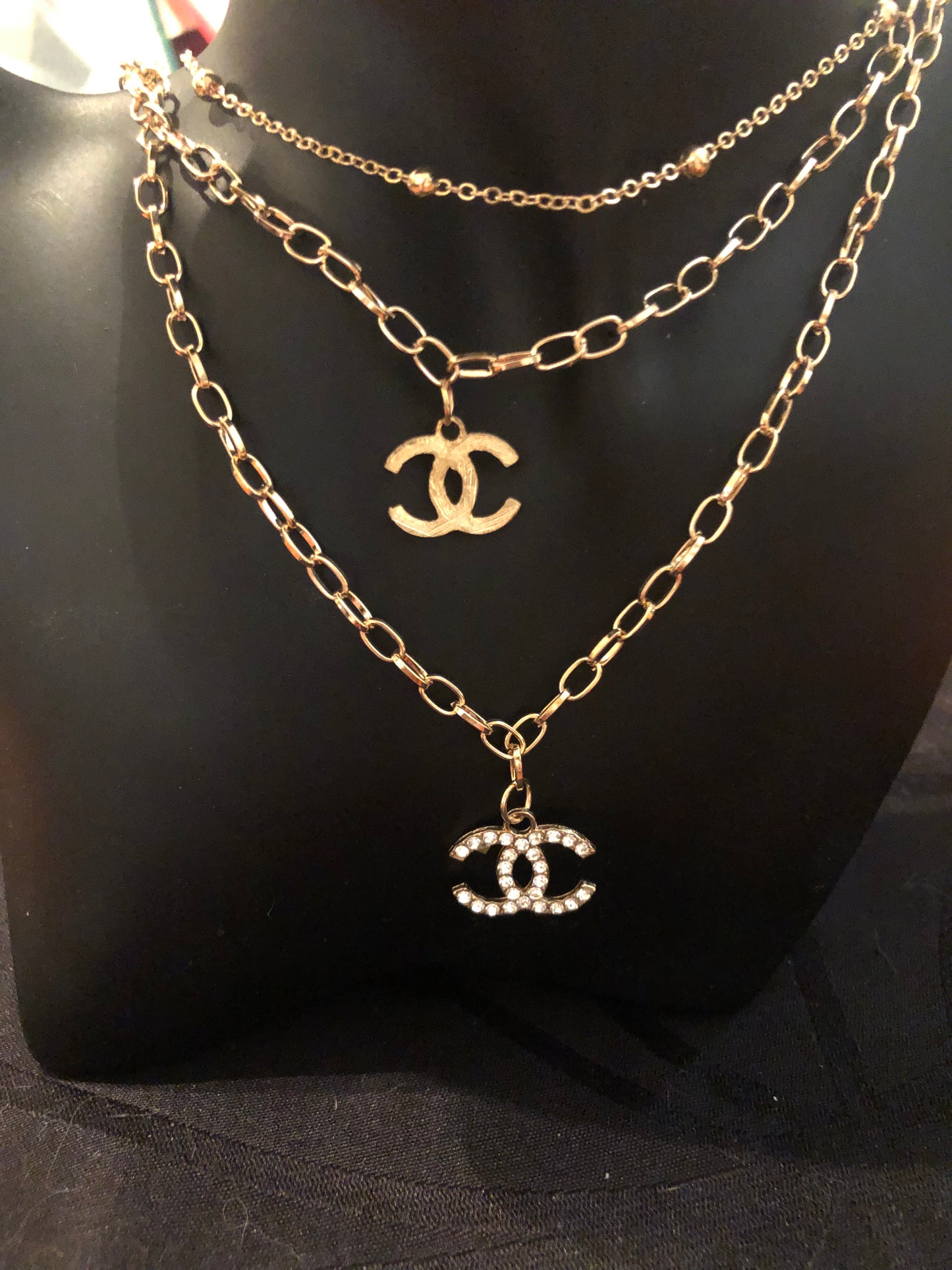 Gold or Silver Double Logo Necklace